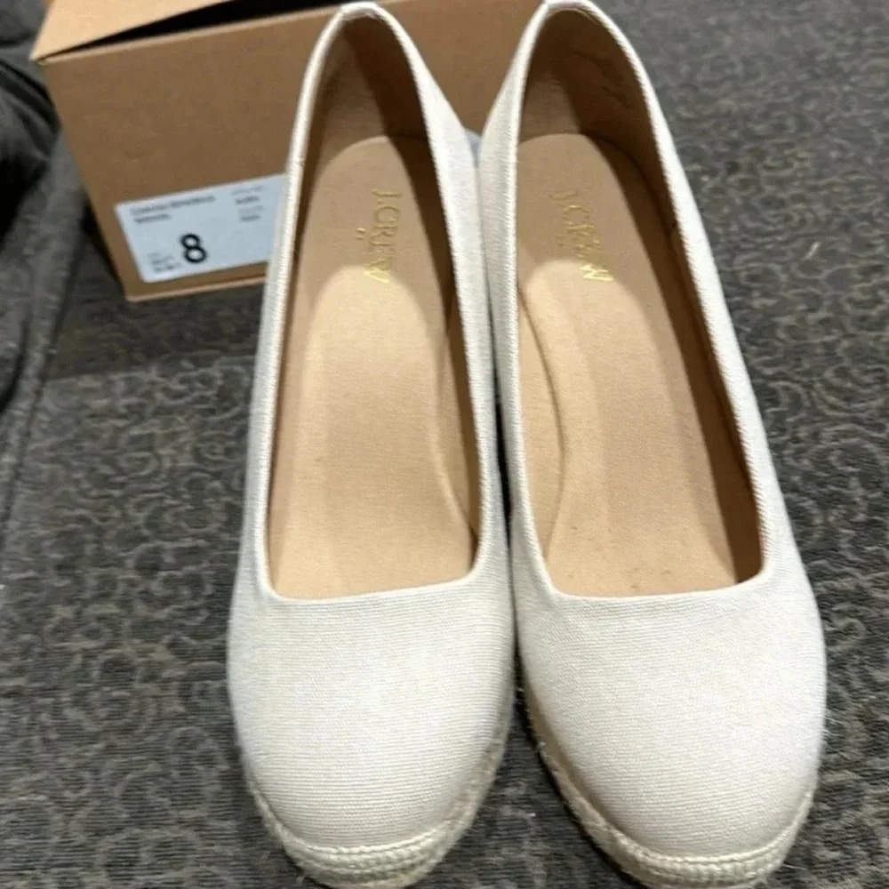 J. Crew Cream Espadrille Wedges with Cushioned Insole